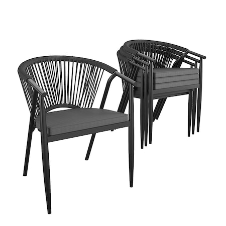 Cosco CosmoLiving by Cosmopolitan, Circi Collection, Stacking Dining Chair, Black and Charcoal 4PK 88288BGYE